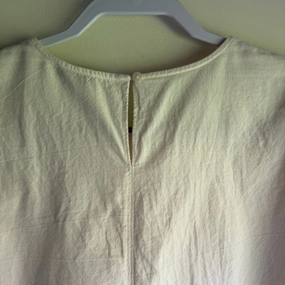 Madewell Cream Cotton Puff Sleeve Blouse Off White 3/4 Balloon Sleeve Top M